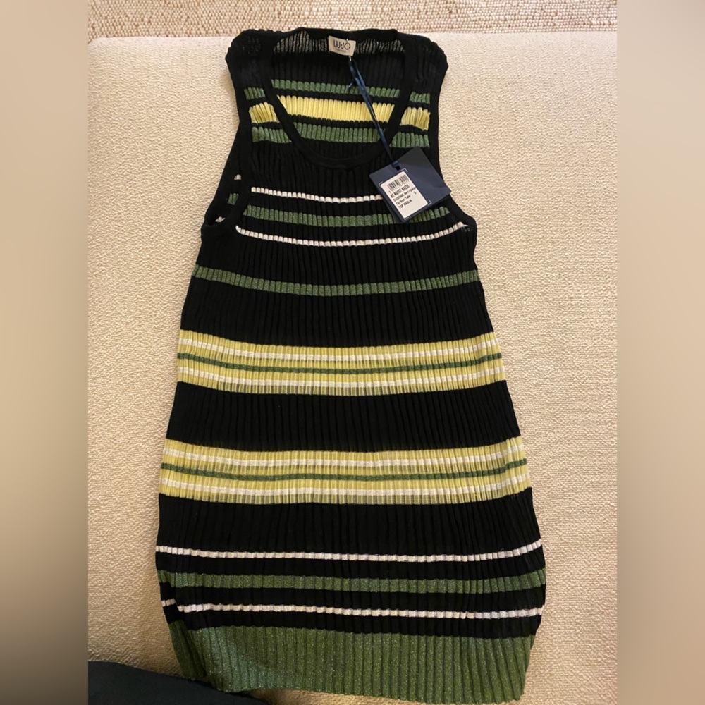 Striped Sleeveless Knit Shirt Dress